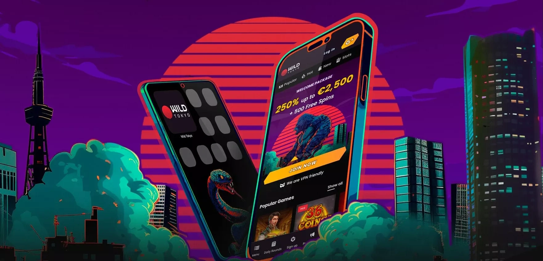 Screenshot dell'app WildTokyo Casino